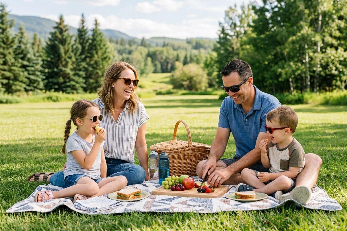 The family is having a picnic